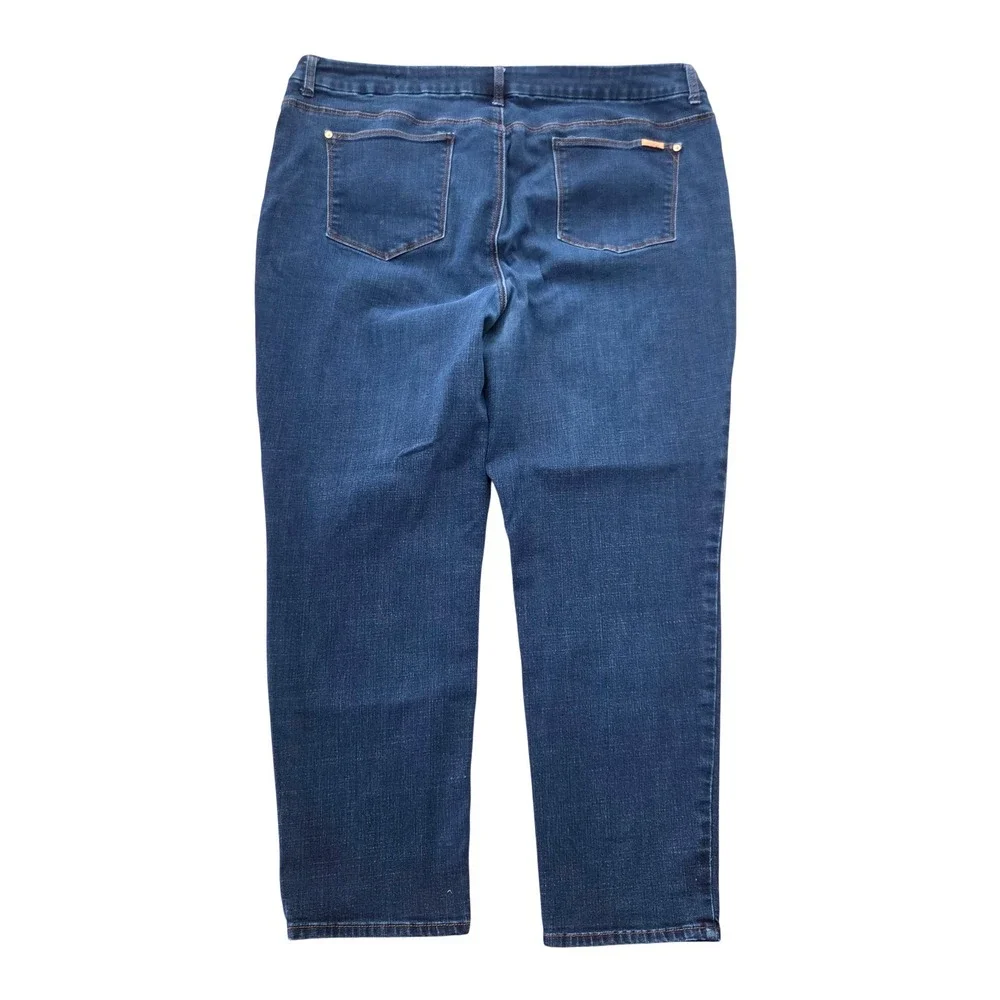 Chicos So Slimming Girlfriend Ankle Jeans Blue Denim Dark Wash Size 3 16 XL